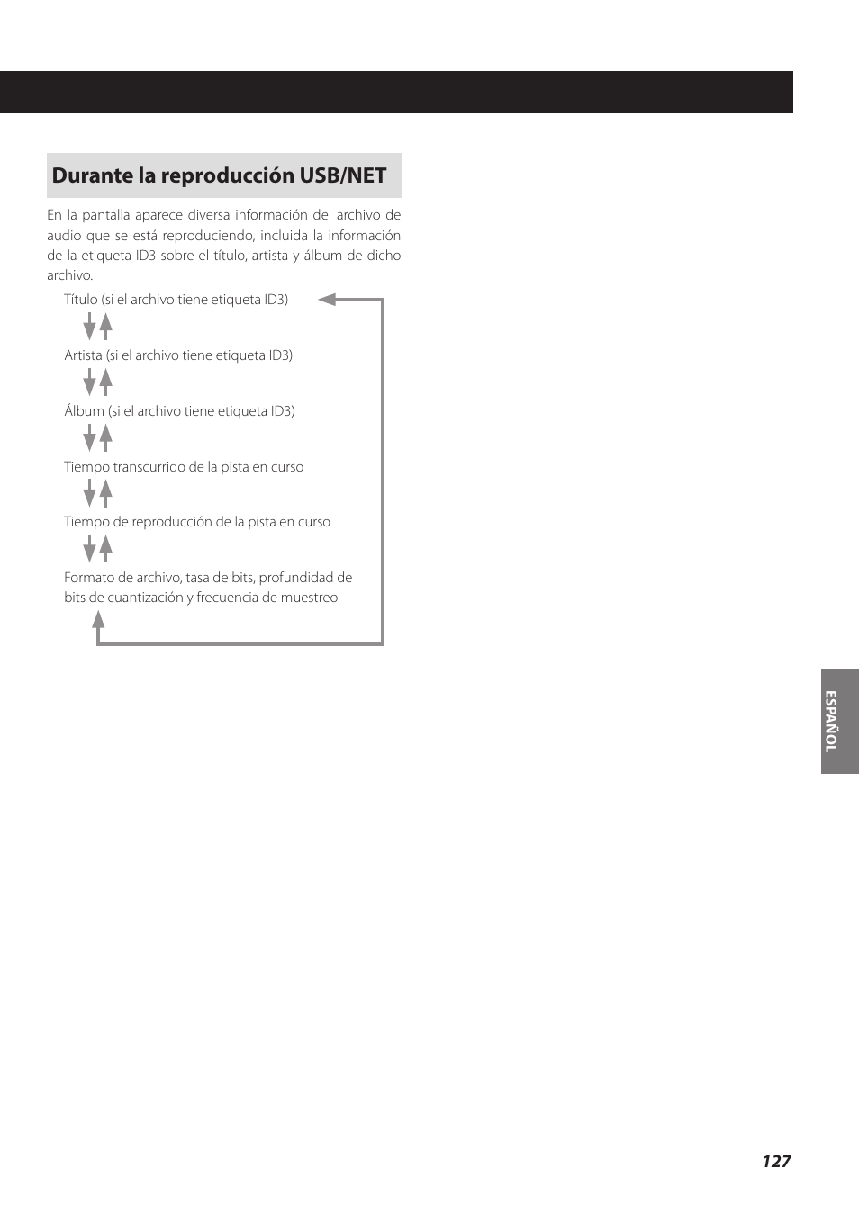 Durante la reproducción usb/net | Teac CD-P800NT-B User Manual | Page 127 / 160