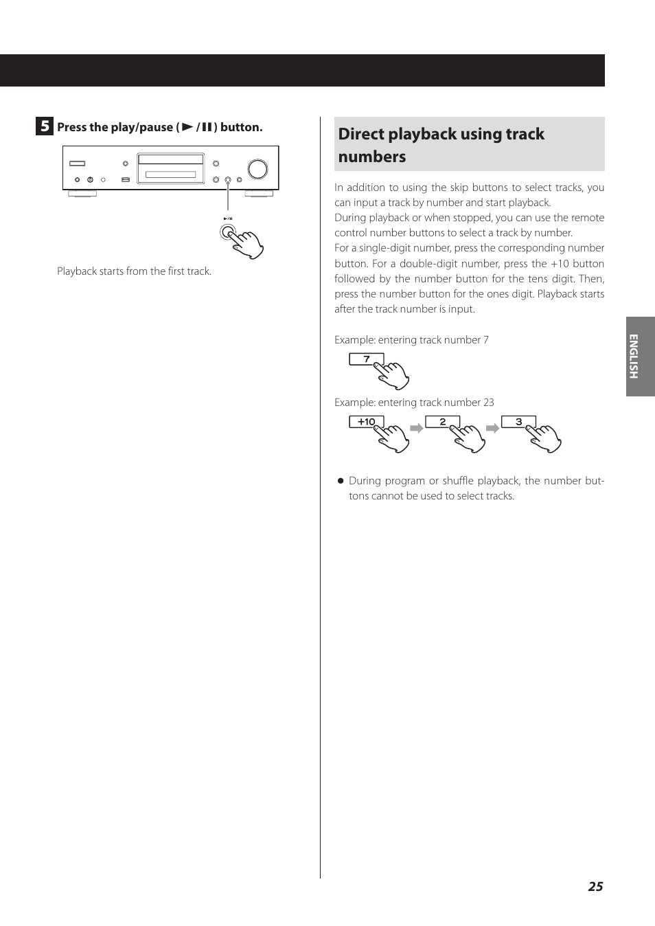 Direct playback using track numbers | Teac CD-P800NT-B User Manual | Page 25 / 160