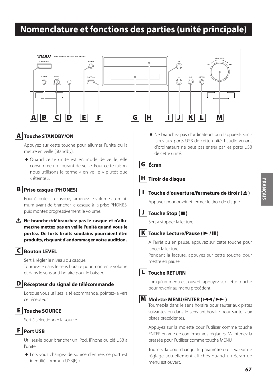 Teac CD-P800NT-B User Manual | Page 67 / 160