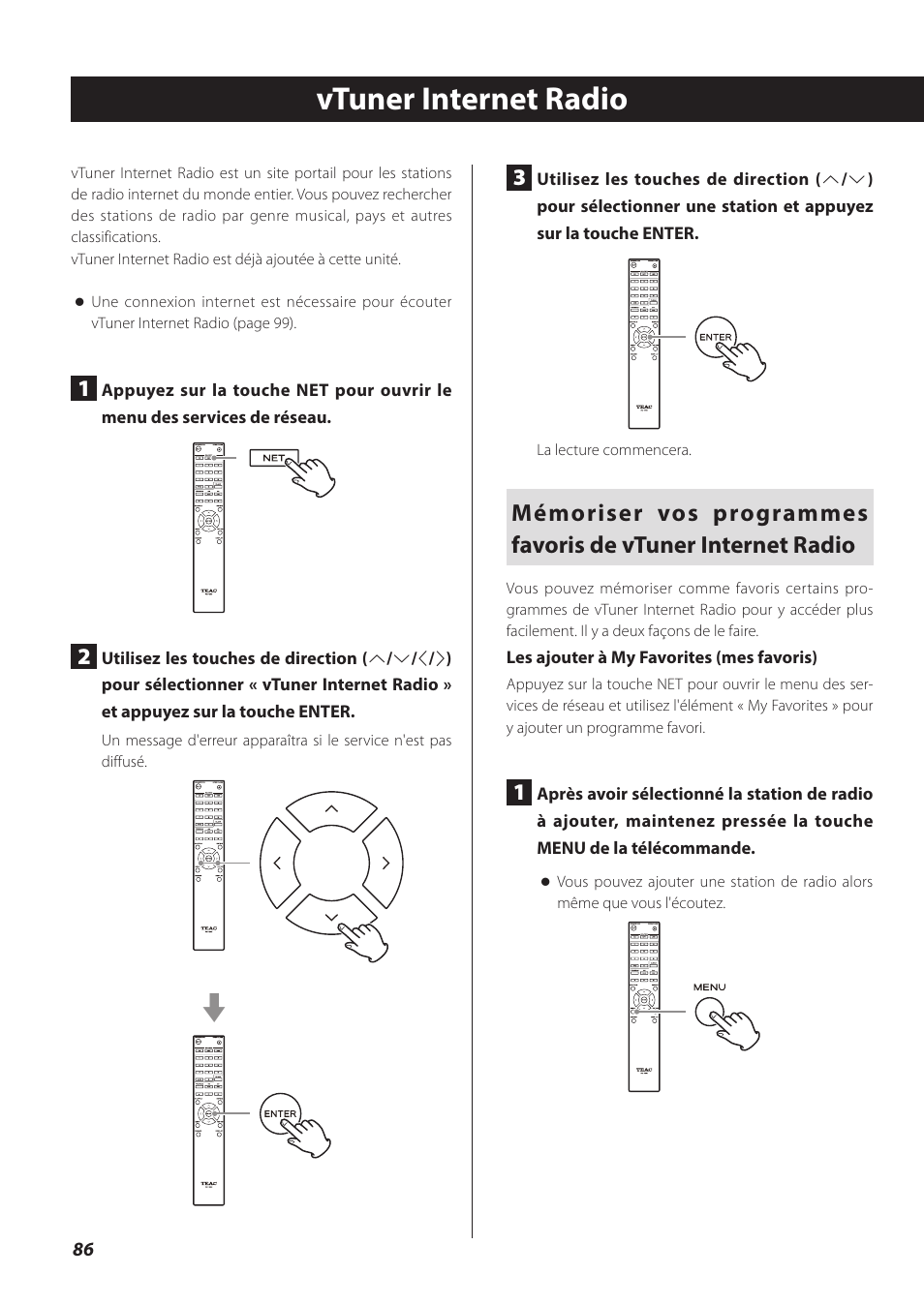 Vtuner internet radio | Teac CD-P800NT-B User Manual | Page 86 / 160