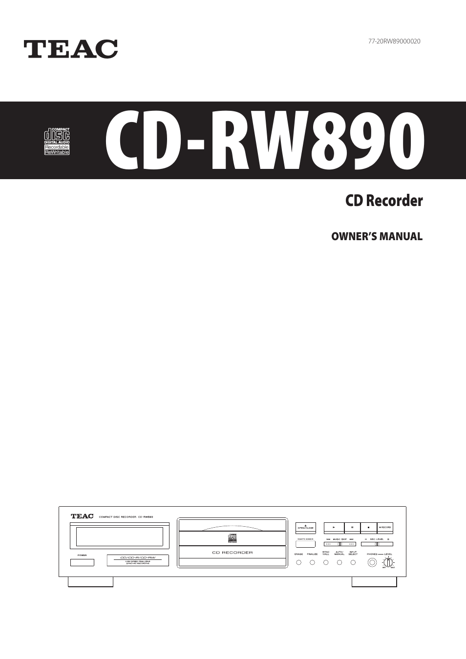 Teac CD-RW890 User Manual | 28 pages