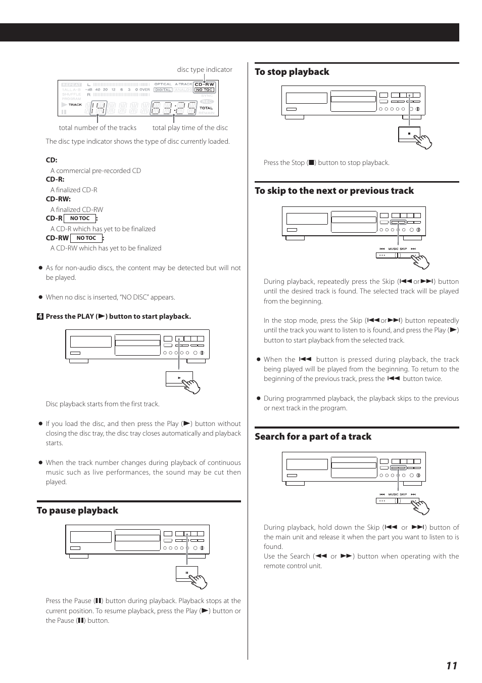 Search for a part of a track | Teac CD-RW890 User Manual | Page 11 / 28