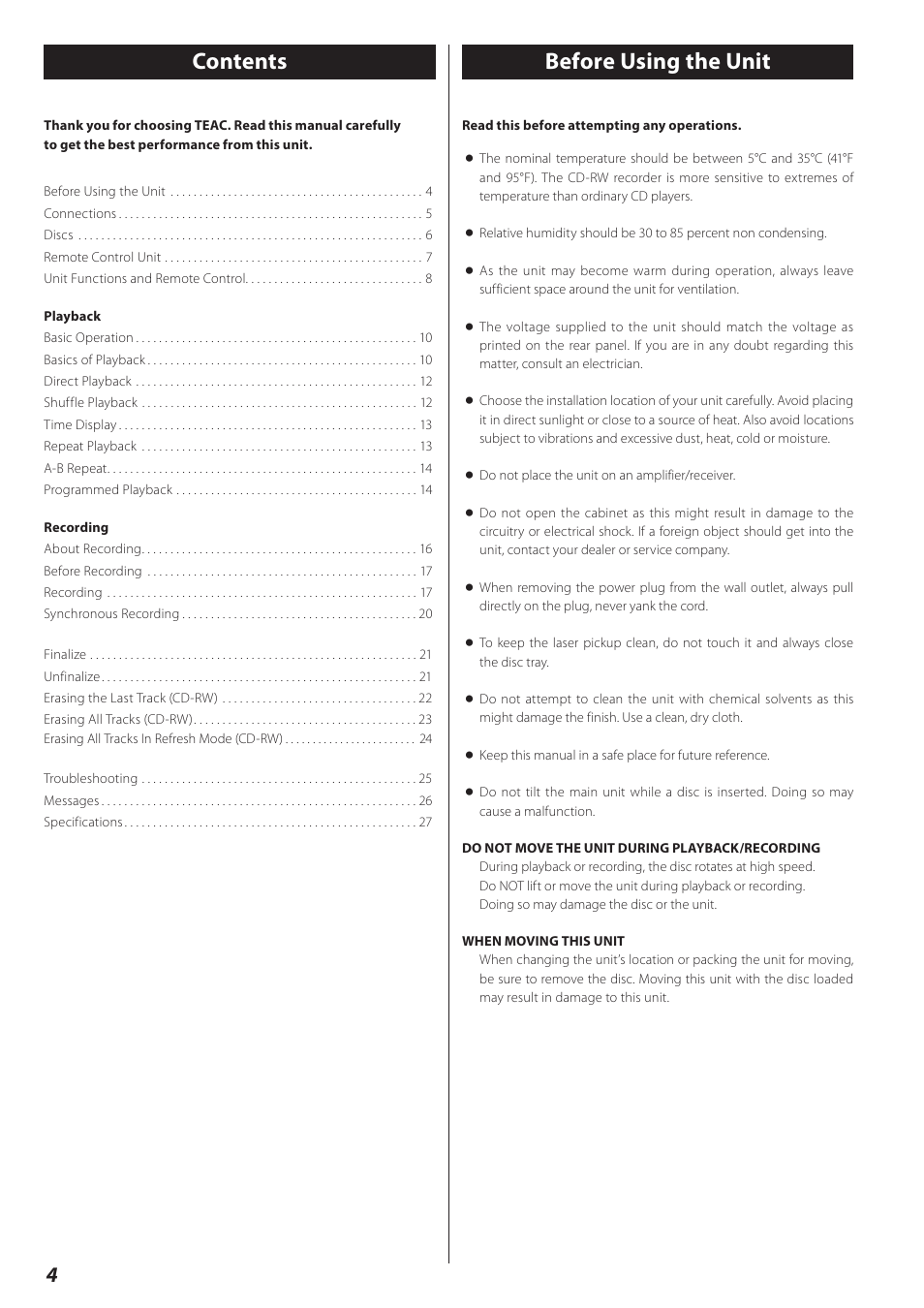 Teac CD-RW890 User Manual | Page 4 / 28
