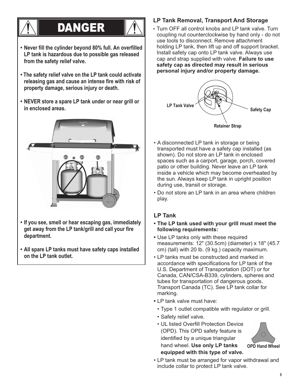 Danger | Char-Broil LP Gas Grill User Manual | Page 5 / 32