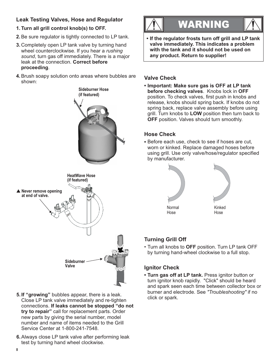 Warning | Char-Broil LP Gas Grill User Manual | Page 8 / 32