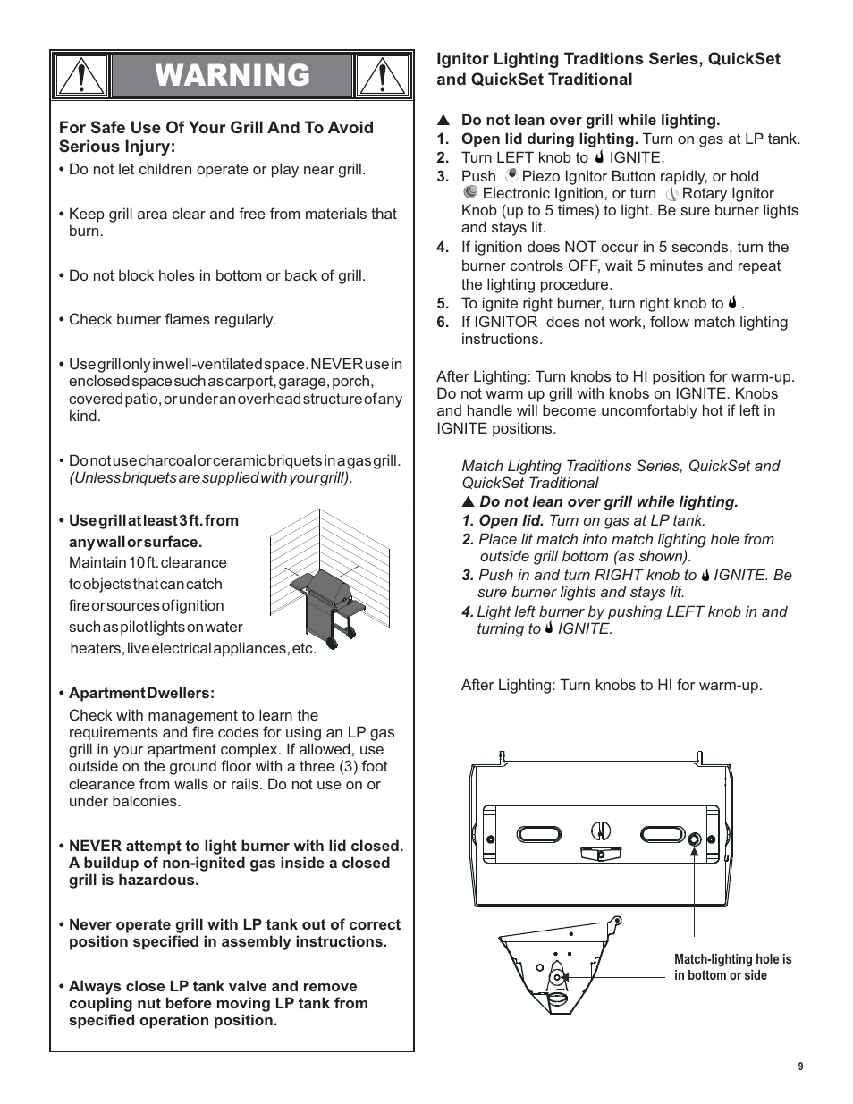 Warning | Char-Broil LP Gas Grill User Manual | Page 9 / 32