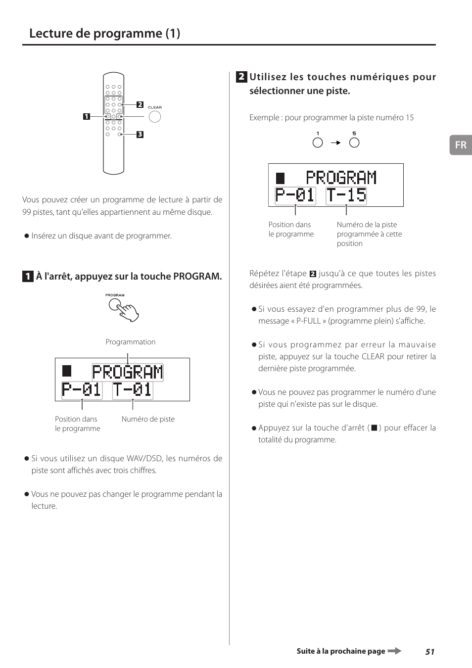 Lecture de programme, Et 51, Lecture de programme (1) | Teac PD-501HR User Manual | Page 51 / 88