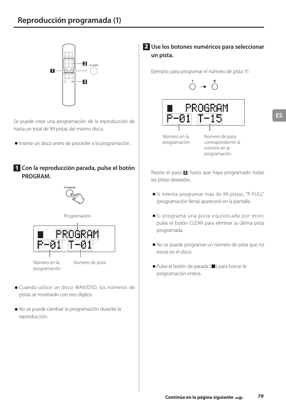 Reproducción programada, Reproducción programada (1) | Teac PD-501HR User Manual | Page 79 / 88