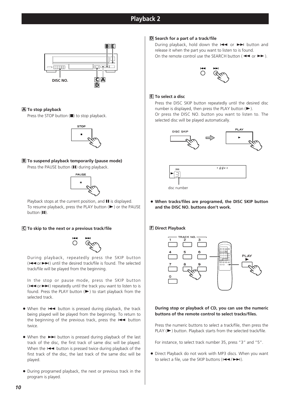 Playback 2 | Teac PD-D2610 User Manual | Page 10 / 40