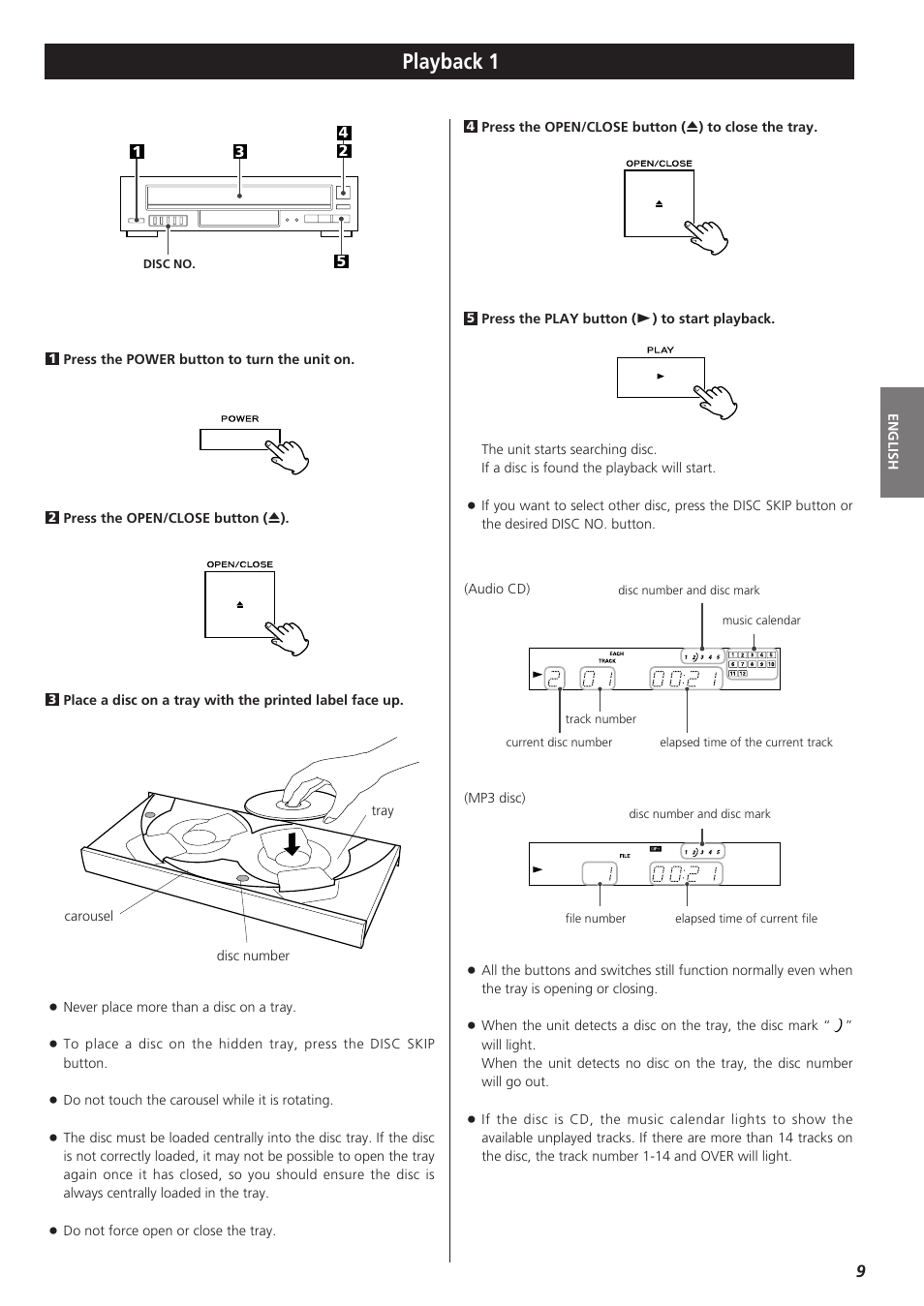 Playback 1 | Teac PD-D2610 User Manual | Page 9 / 40