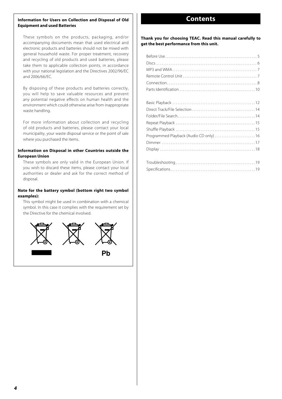 Teac PD-H600 User Manual | Page 4 / 52