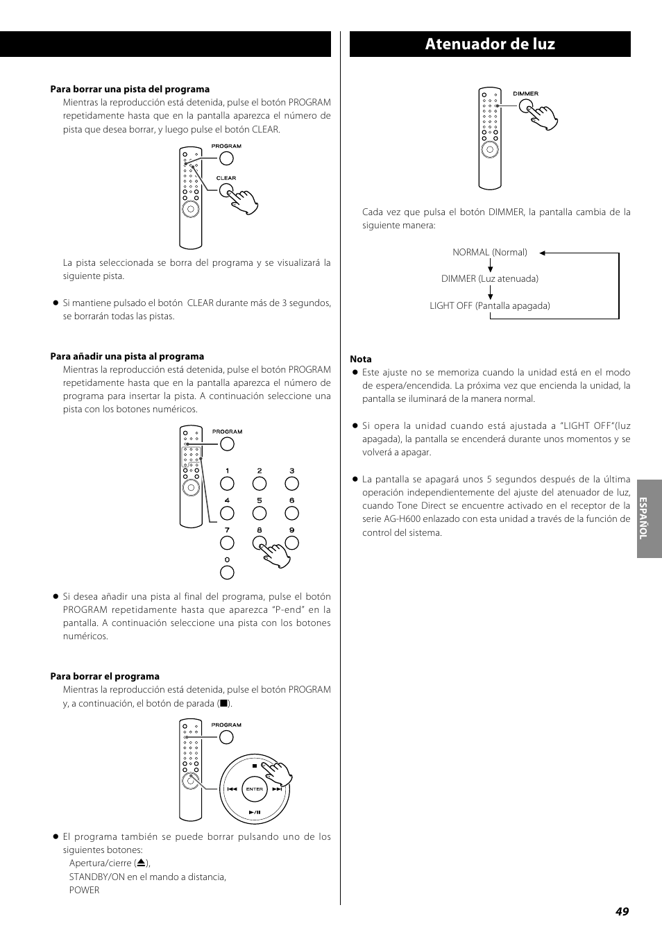 Atenuador de luz | Teac PD-H600 User Manual | Page 49 / 52