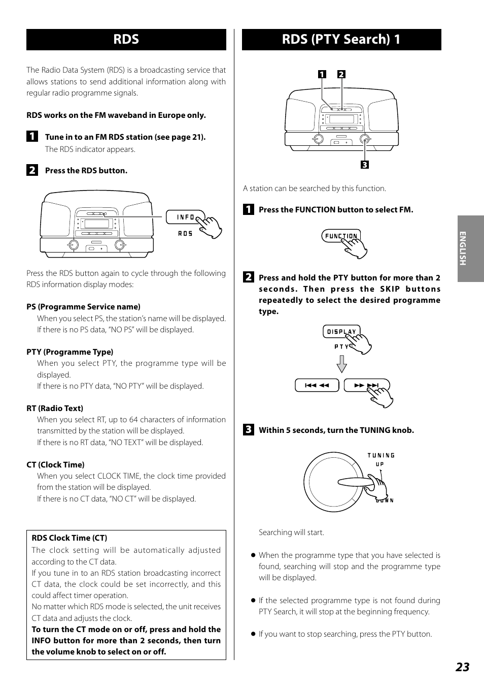 Rds rds (pty search) 1 | Teac SL-D920 User Manual | Page 23 / 88
