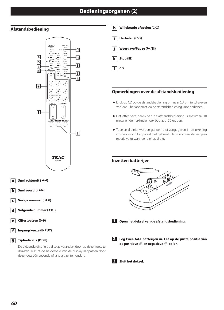 Bedieningsorganen (2) | Teac CD-2000 User Manual | Page 60 / 64