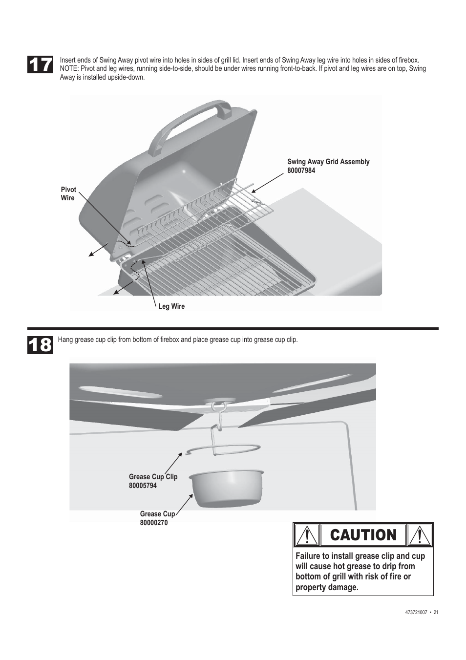 Caution | Char-Broil TRADITIONS 473721007 User Manual | Page 21 / 28