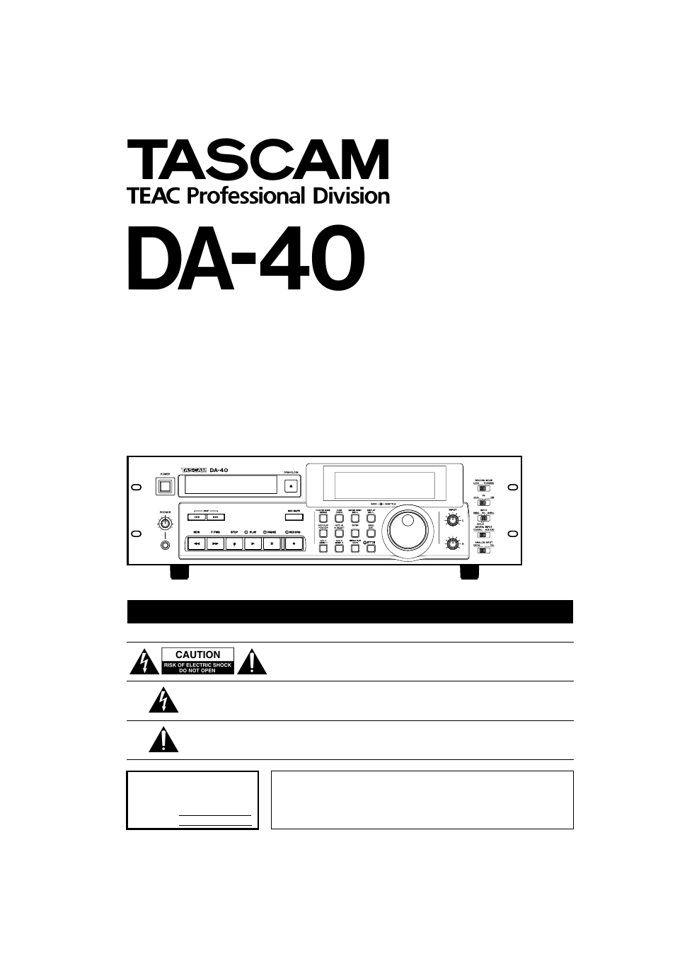 Teac DA-40 User Manual | 34 pages