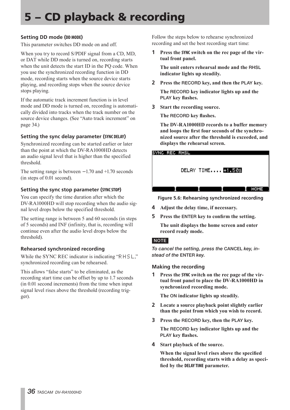 5 − cd playback & recording | Teac DV-RA1000HD User Manual | Page 36 / 68