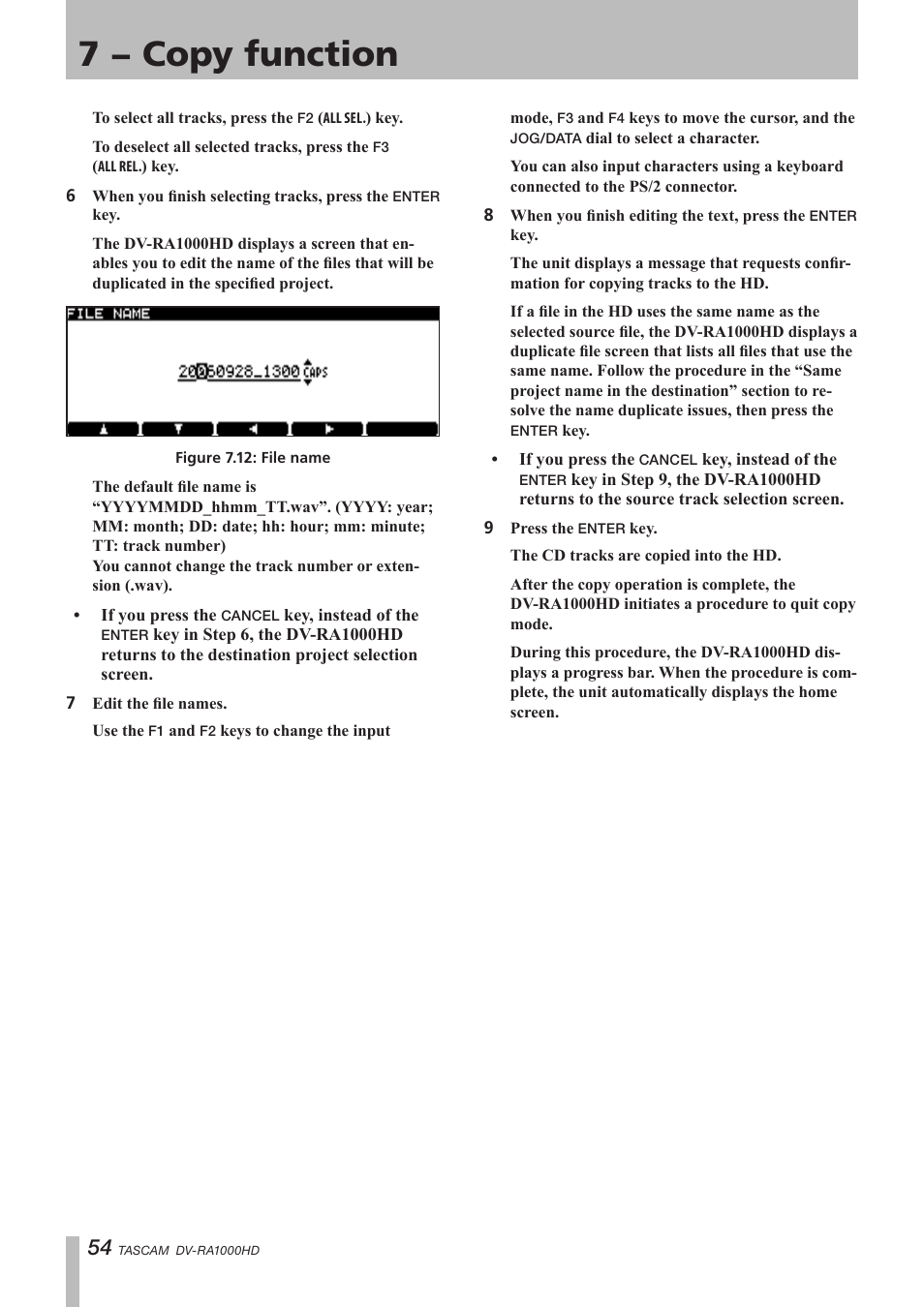 7 − copy function | Teac DV-RA1000HD User Manual | Page 54 / 68