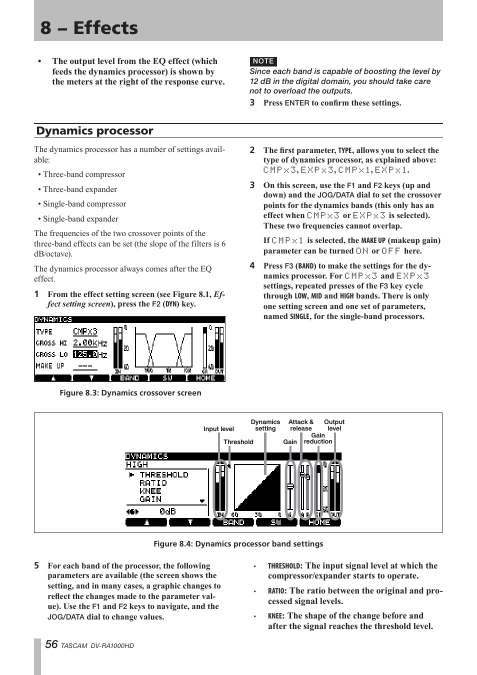 Dynamics processor, 8 − effects | Teac DV-RA1000HD User Manual | Page 56 / 68