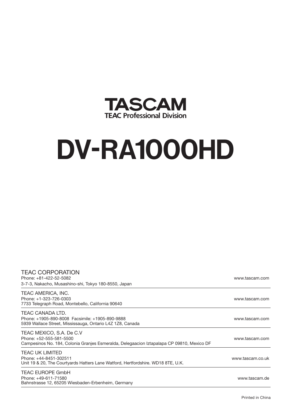 Dv-ra1000hd | Teac DV-RA1000HD User Manual | Page 68 / 68