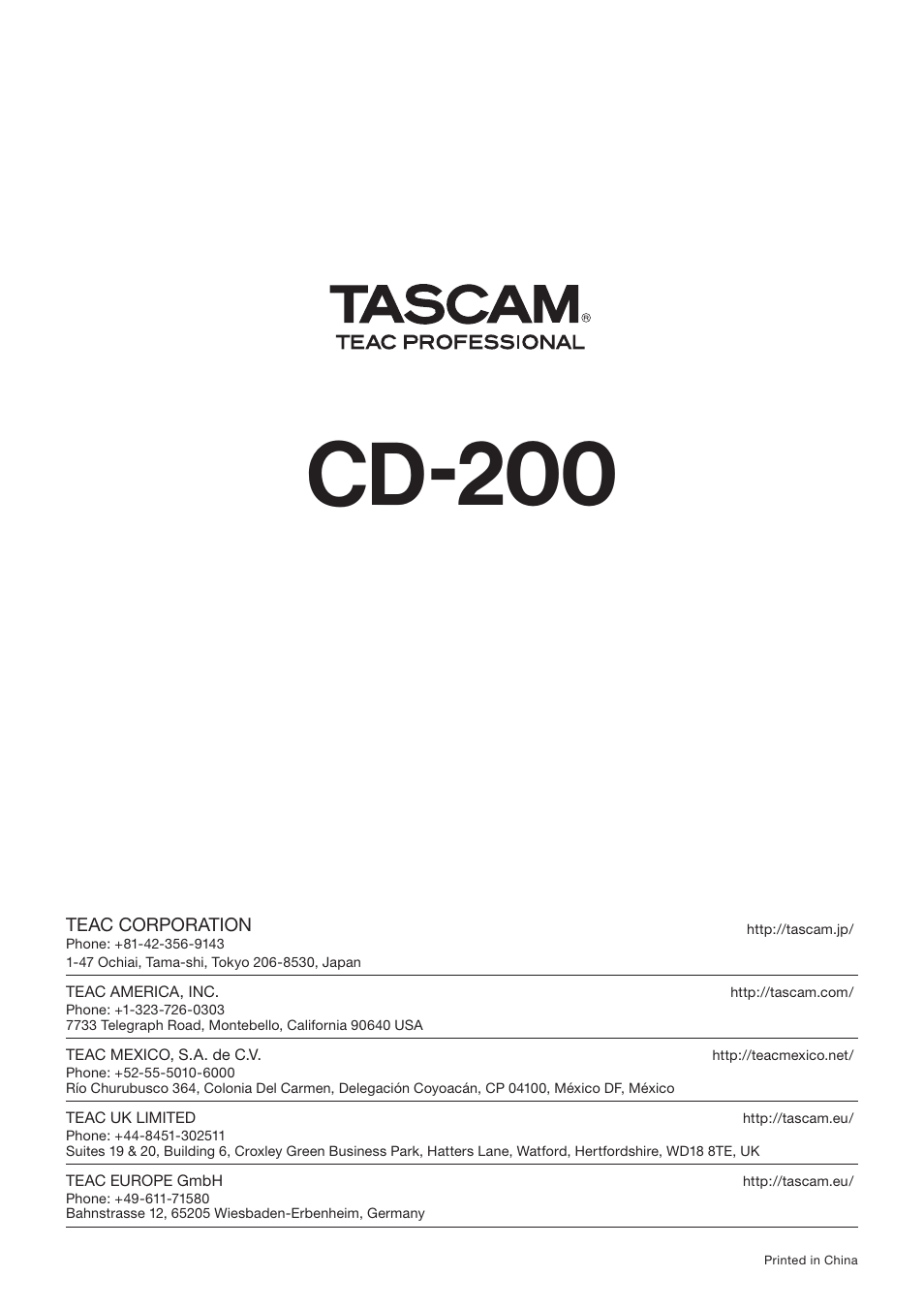 Cd-200 | Teac CD-200 Rev.C User Manual | Page 28 / 28