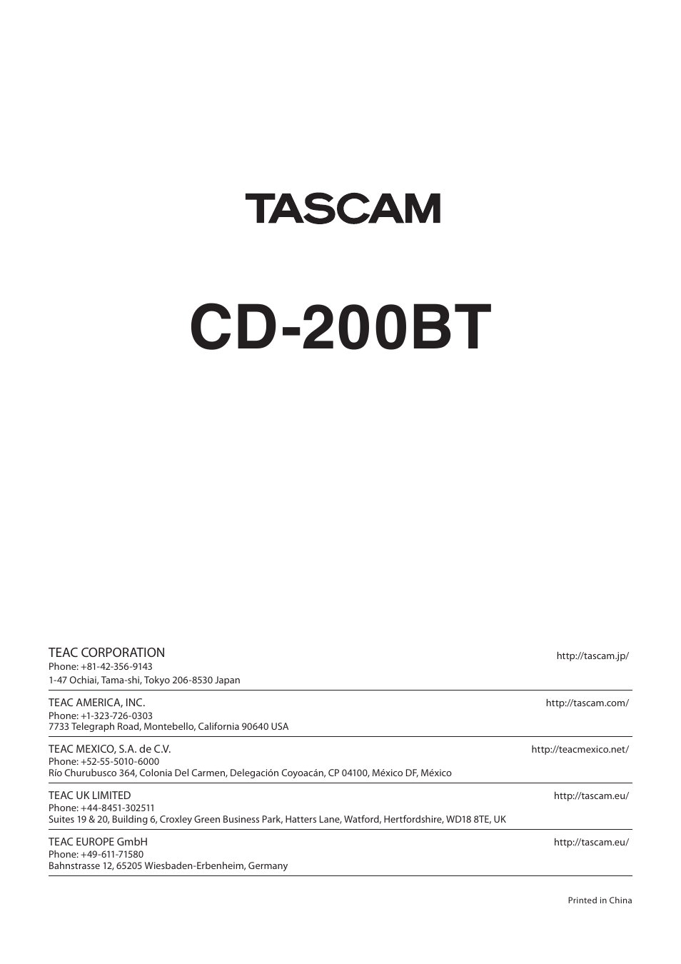 Cd-200bt | Teac CD-200BT User Manual | Page 32 / 32