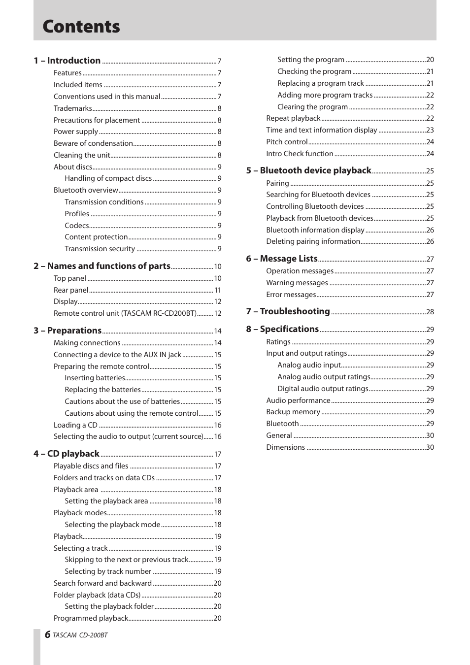 Teac CD-200BT User Manual | Page 6 / 32