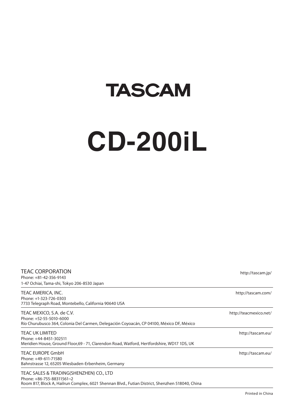 Cd-200il | Teac CD-200IL User Manual | Page 32 / 32