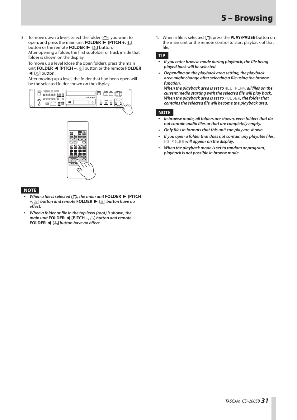 5 – browsing | Teac CD-200SB User Manual | Page 31 / 48