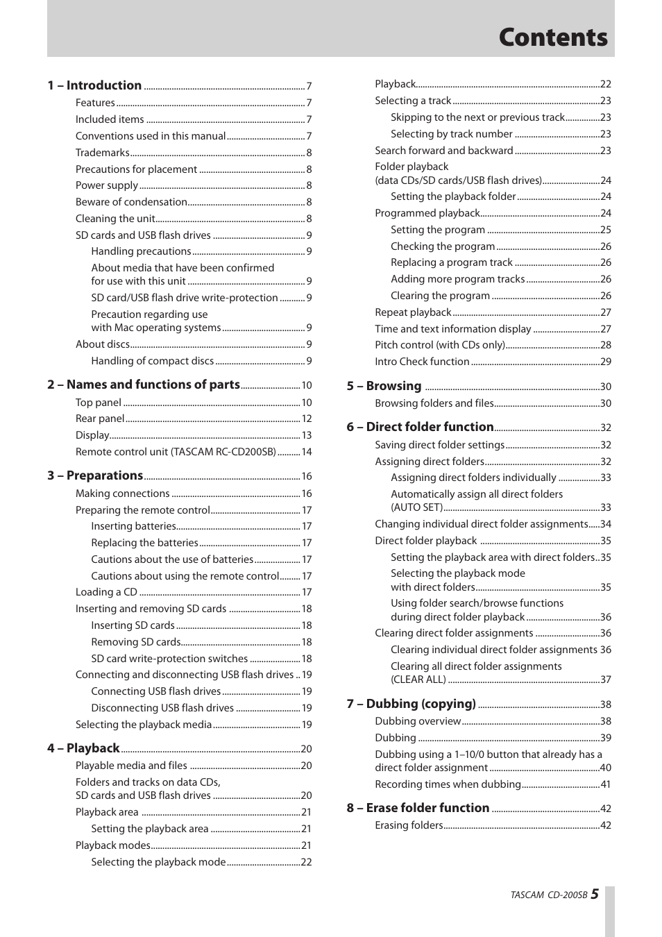 Teac CD-200SB User Manual | Page 5 / 48