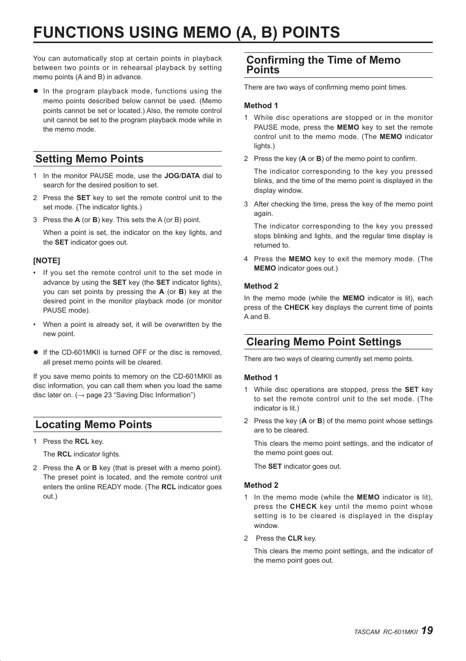 Teac RC-601MKII User Manual | Page 19 / 29