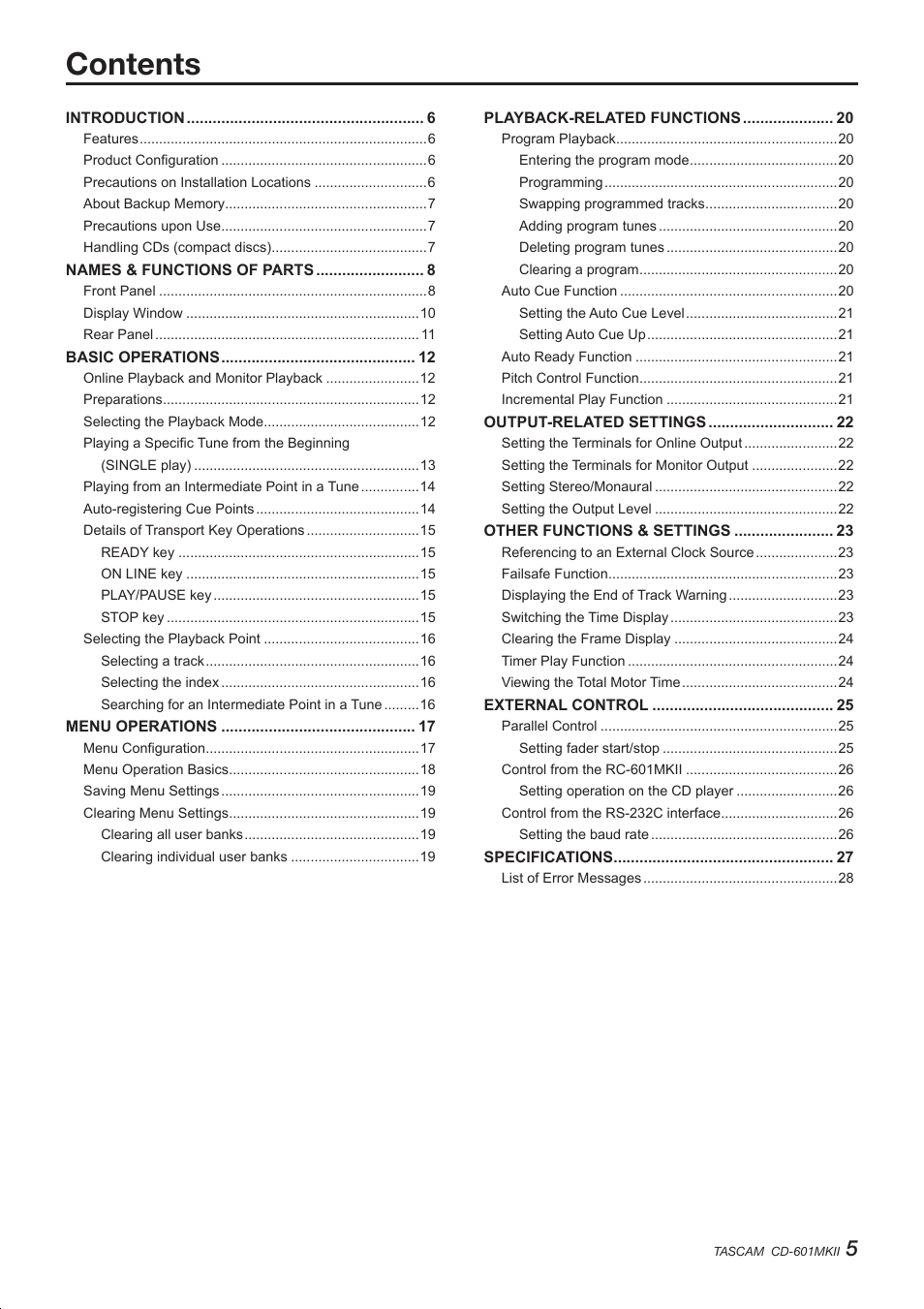 Teac CD-601MKII User Manual | Page 5 / 29