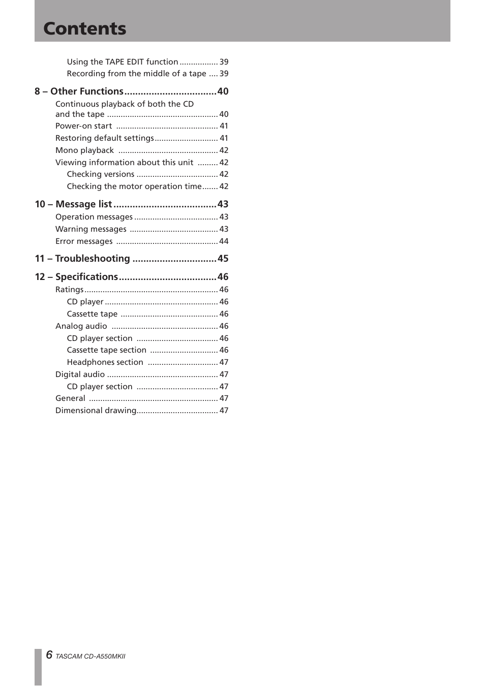 Teac CD-A550MKII User Manual | Page 6 / 48