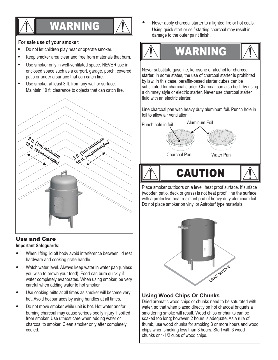 Warning, Caution | Char-Broil 6701289 User Manual | Page 2 / 8
