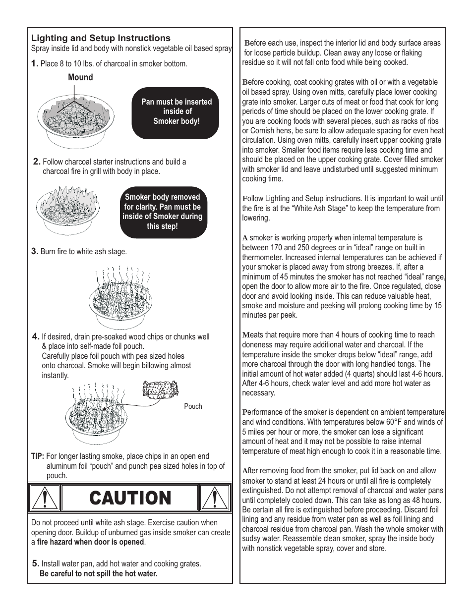 Caution | Char-Broil 6701289 User Manual | Page 3 / 8