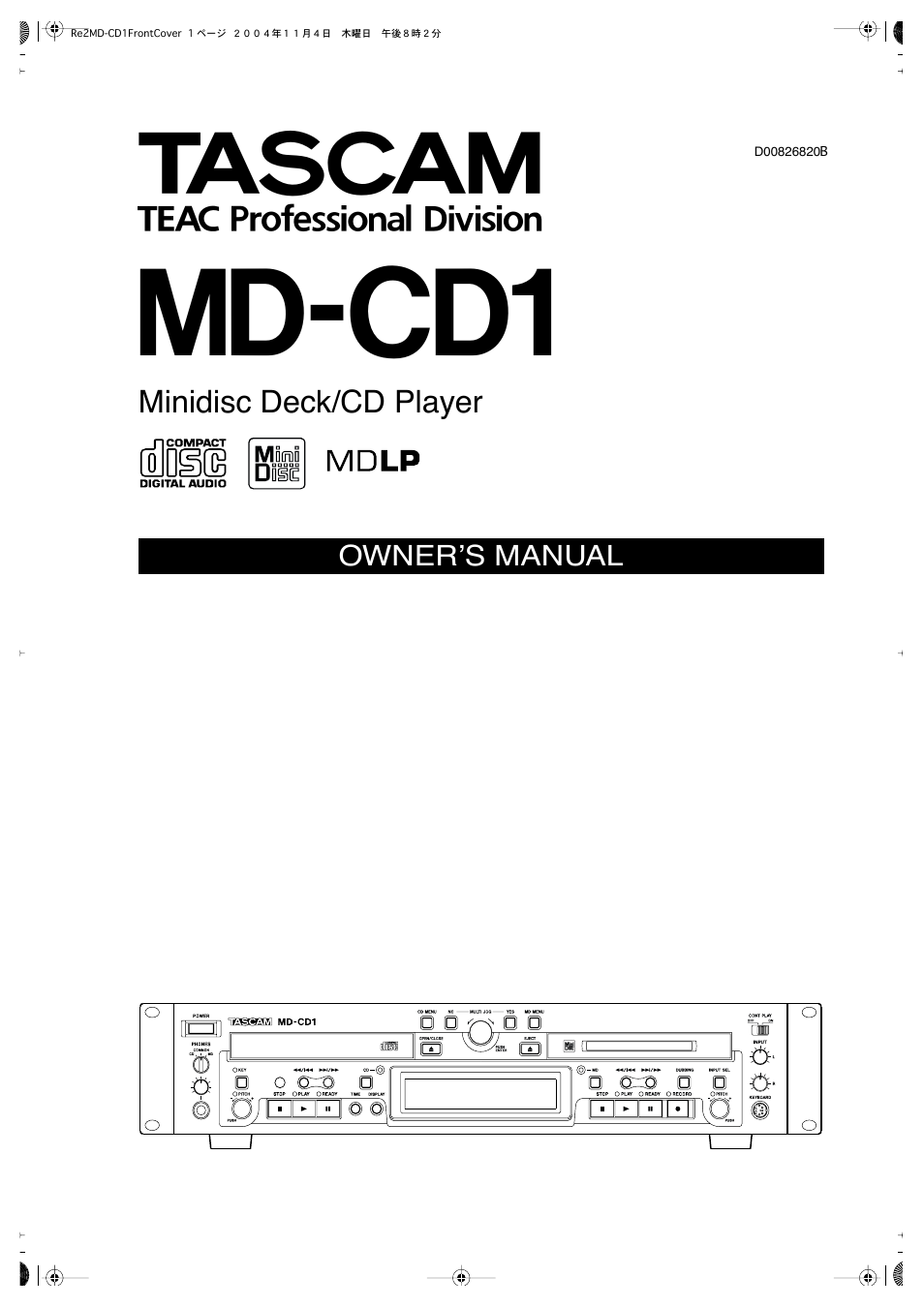 Teac MD-CD1 User Manual | 56 pages