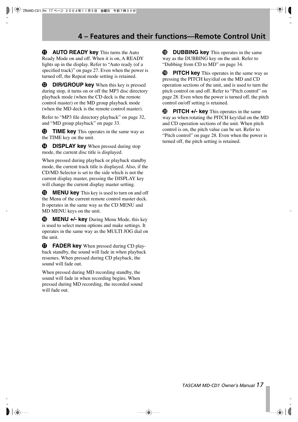 Teac MD-CD1 User Manual | Page 17 / 56