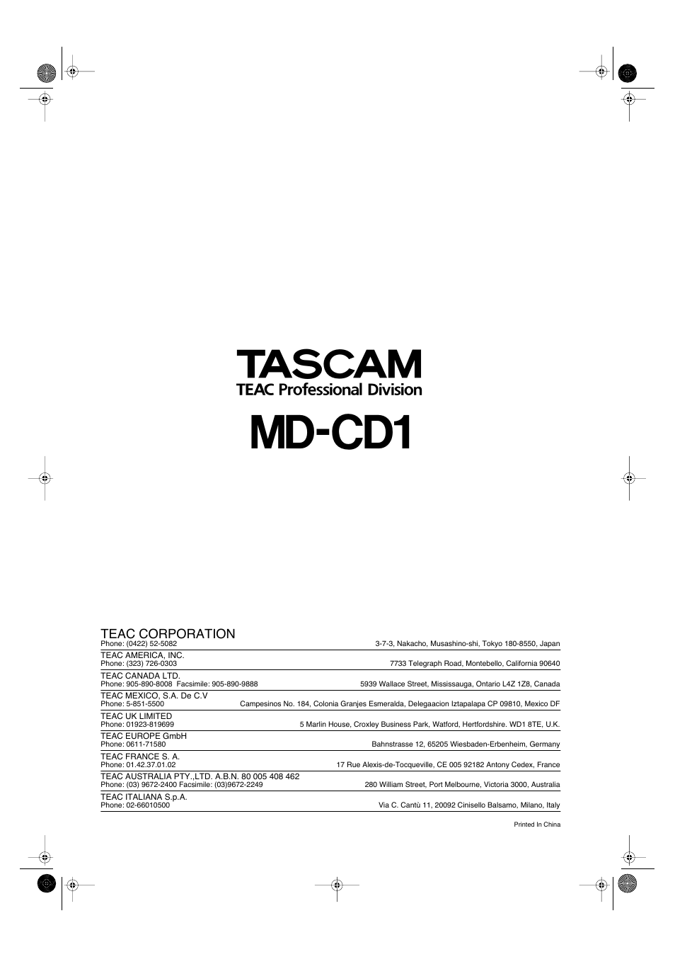 Md-cd1 | Teac MD-CD1 User Manual | Page 56 / 56