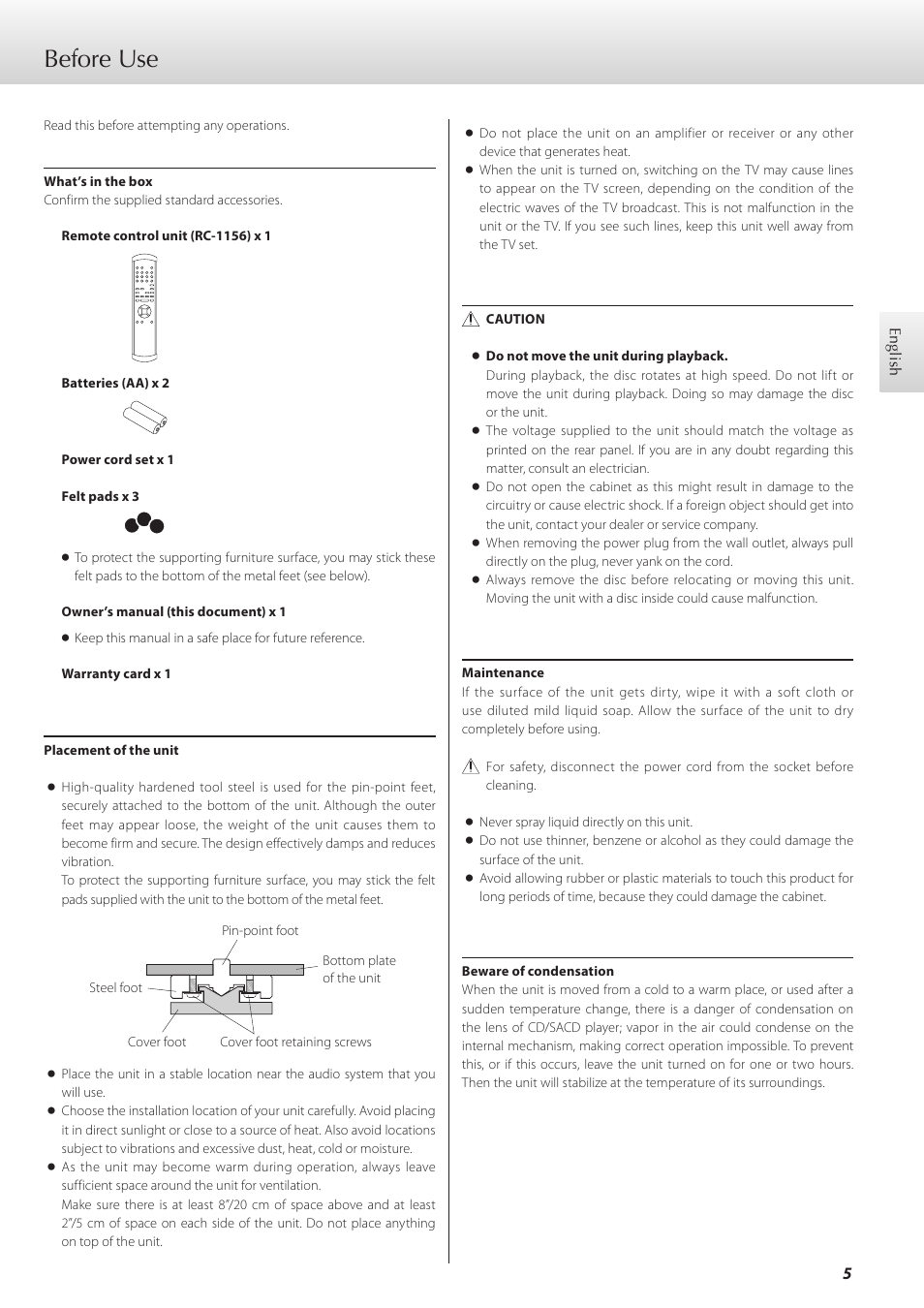 Before use | Teac K-01 User Manual | Page 5 / 76