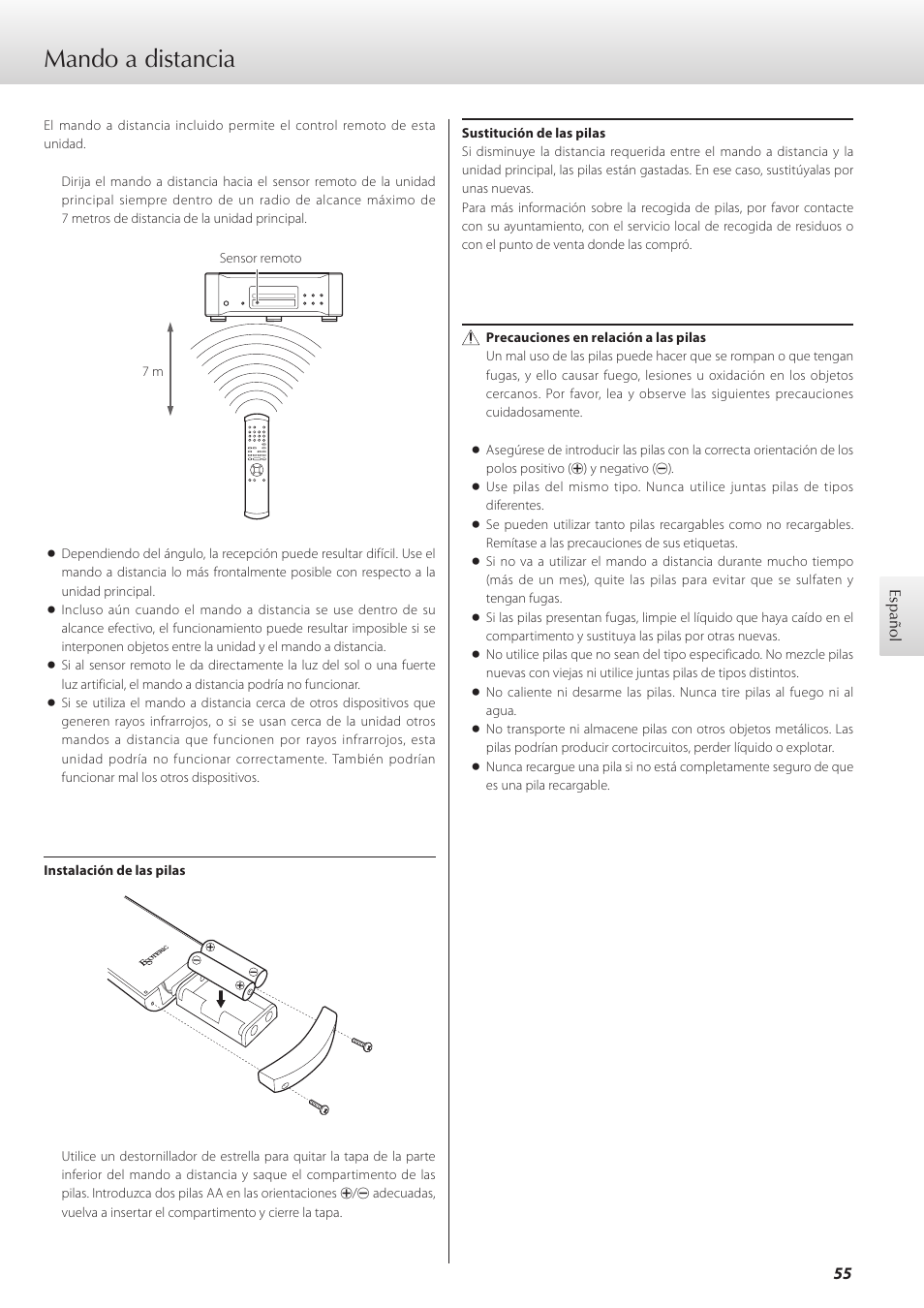 Mando a distancia | Teac K-01 User Manual | Page 55 / 76