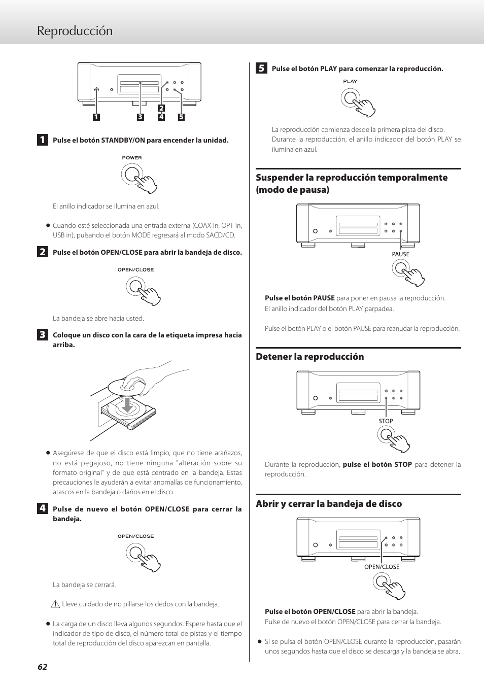 Reproducción | Teac K-01 User Manual | Page 62 / 76