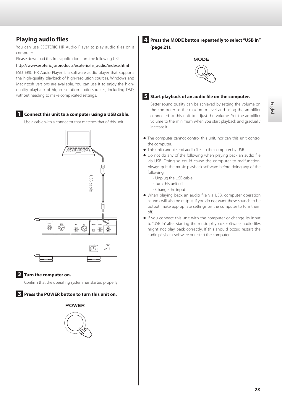 Playing audio files | Teac K-01X User Manual | Page 23 / 84