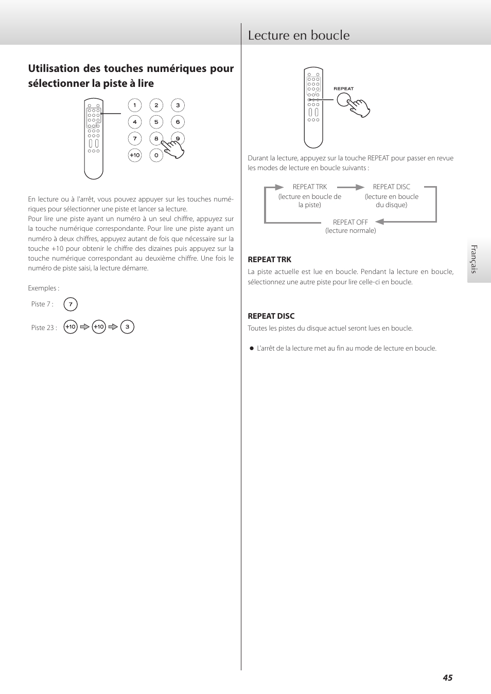 Lecture en boucle | Teac K-01X User Manual | Page 45 / 84