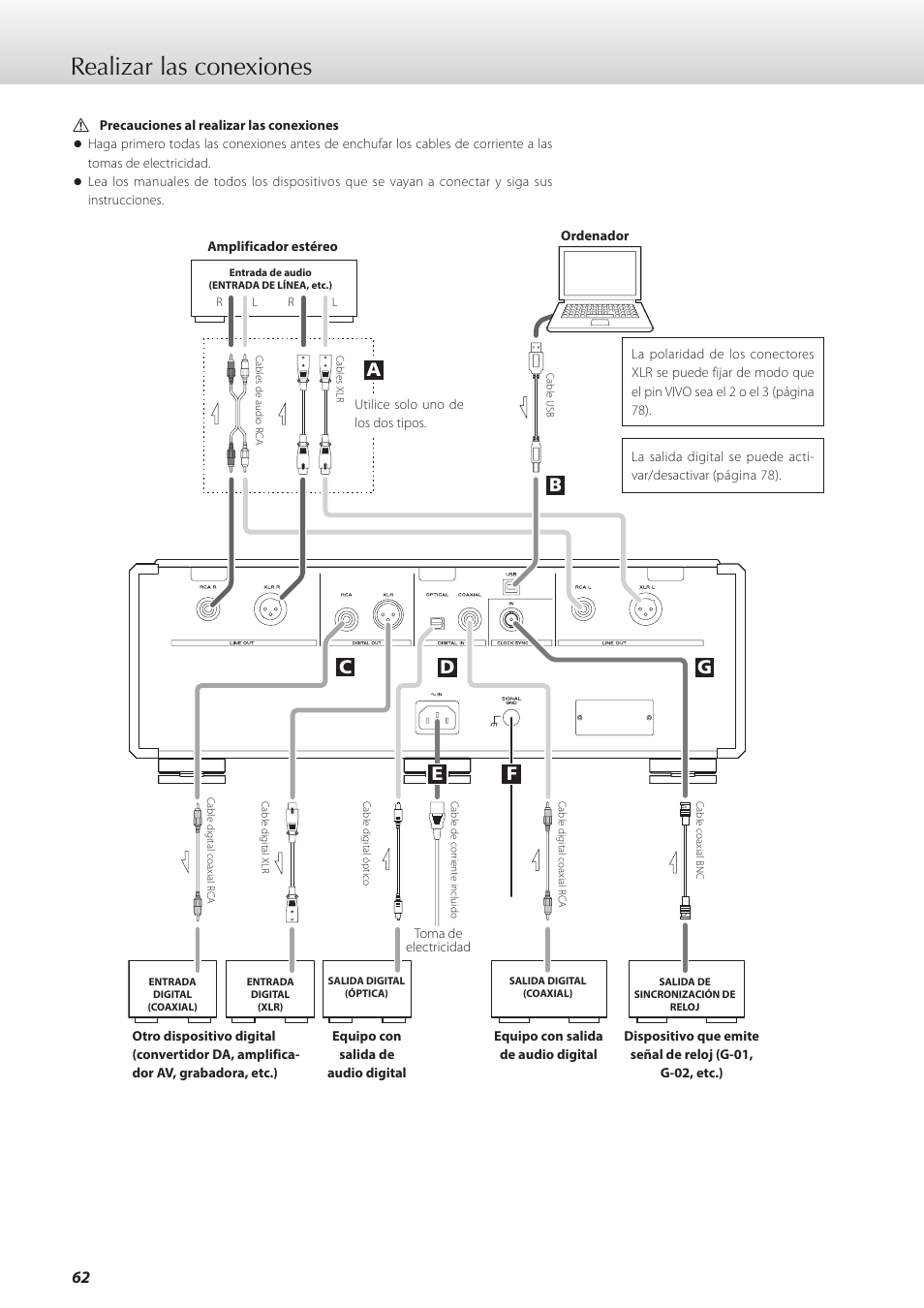 Realizar las conexiones | Teac K-01X User Manual | Page 62 / 84