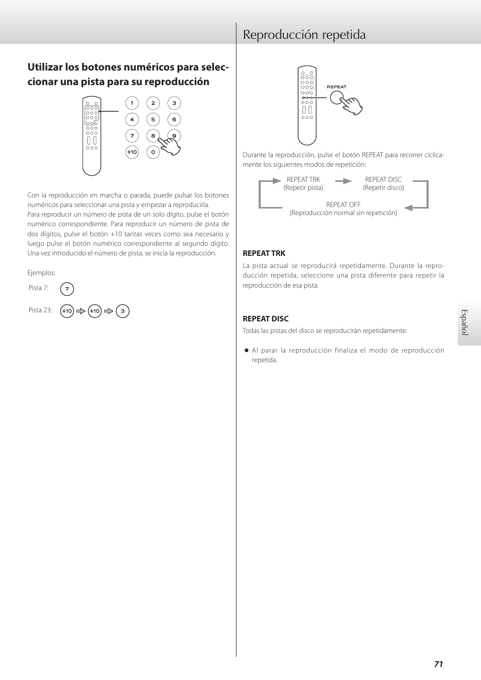 Reproducción repetida | Teac K-01X User Manual | Page 71 / 84