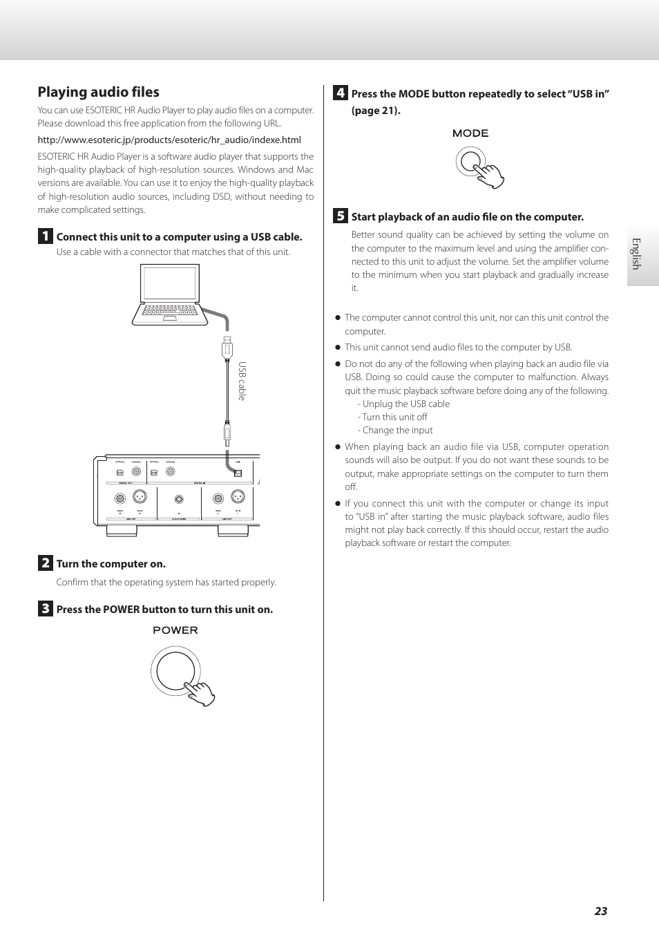 Playing audio files | Teac K-05X User Manual | Page 23 / 96