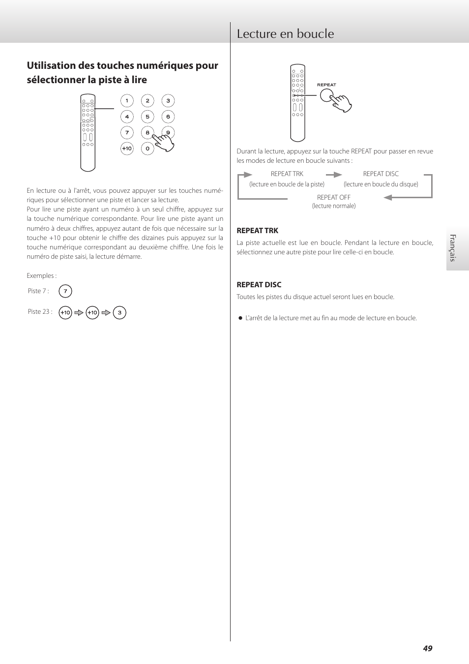 Lecture en boucle | Teac K-05X User Manual | Page 49 / 96