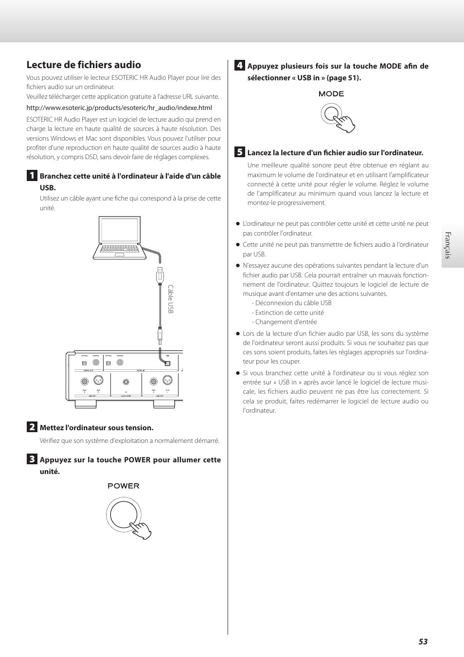 Lecture de fichiers audio | Teac K-05X User Manual | Page 53 / 96