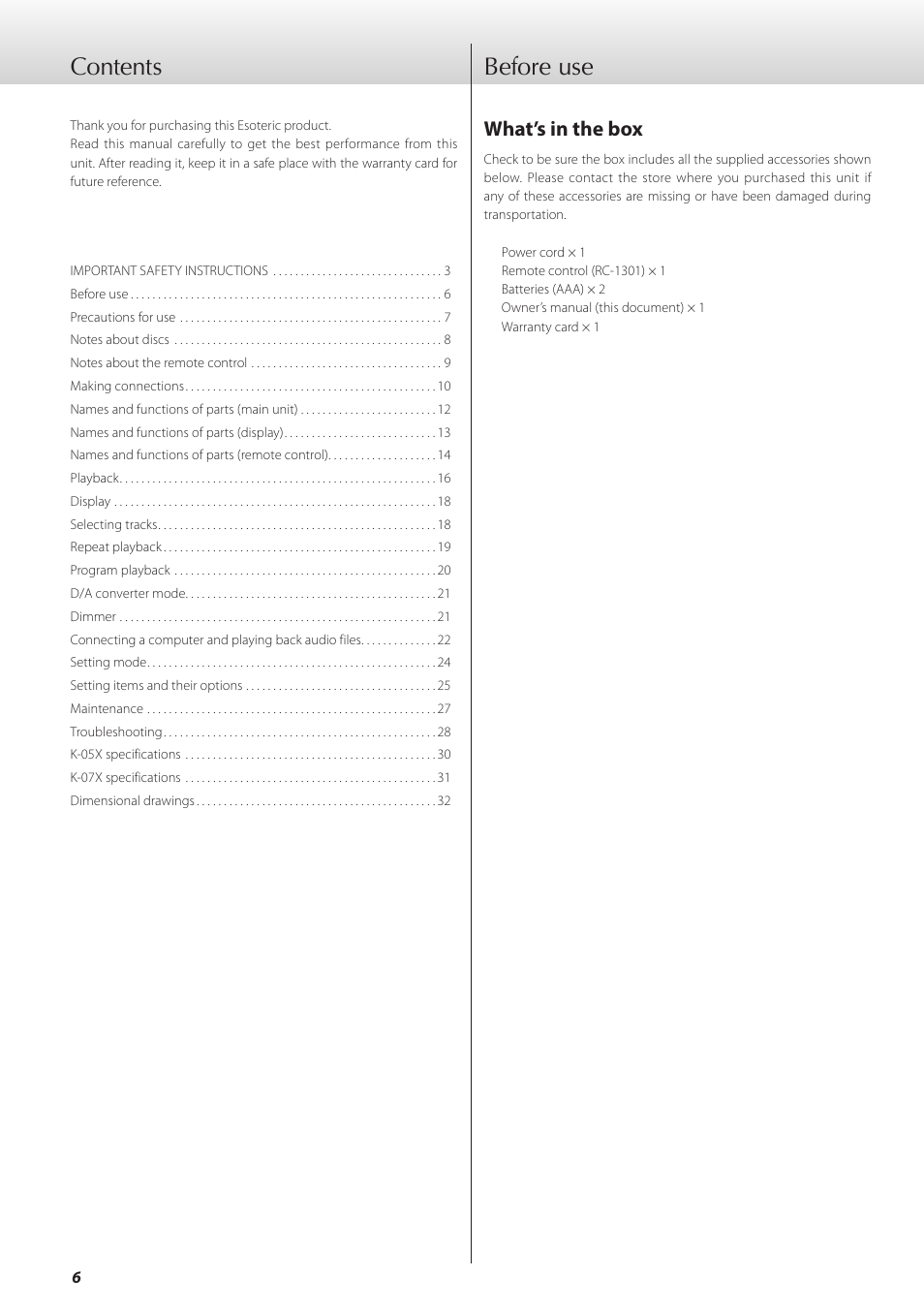 Teac K-05X User Manual | Page 6 / 96