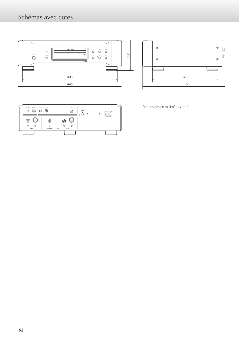 Schémas avec cotes | Teac K-05X User Manual | Page 62 / 96